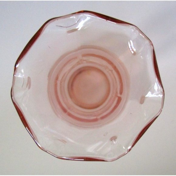 Vintage Pink Depression Art Glass Etched - Stretched Pedestal 8.25" H Bud Vase - Picture 4 of 15